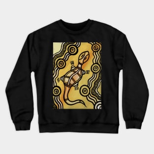 Aboriginal Art - Lizard Gold Crewneck Sweatshirt